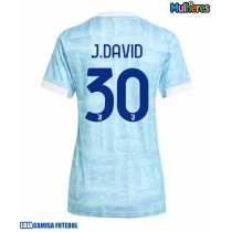 Camisa de Futebol Juventus Jonathan David #30 Equipamento Secundário Mulheres 2025-26 Manga Curta